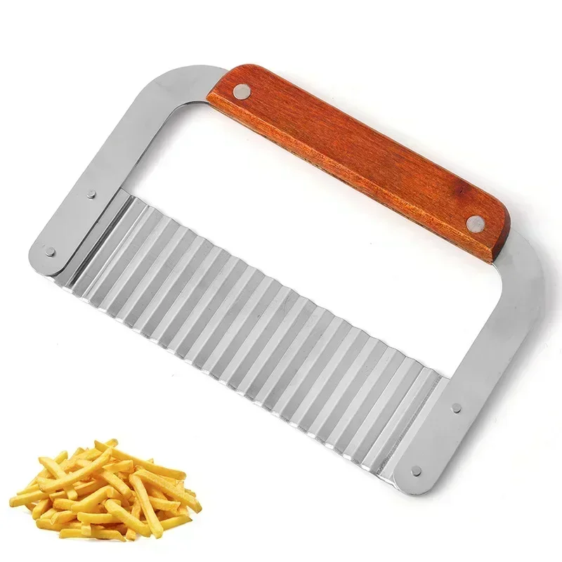 Cortador de patatas fritas de acero inoxidable, herramienta de cocina para hacer patatas fritas, cuchillo ondulado, Chopper