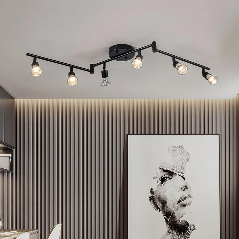 GU10 Living Room Ceiling Light Chrome/Black Ceiling Spotlight Kitchen Island Bar Ceiling Lamp AC85-260V 4/6 Lamps House Ceiling