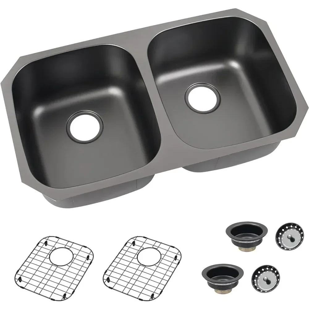 

Undermount Kitchen Sink 32” X 18” Household Useful Products 50/50 Double Bowl Stainless Steel Kitchen Sink With Accessories For