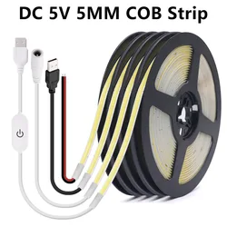 5mm Breite DC 5V USB COB LED Streifen Hohe Dichte Lineare Beleuchtung 320LEDs/m Dimmbar Flexible led Band Warme Natürliche Weiß Rot Grün