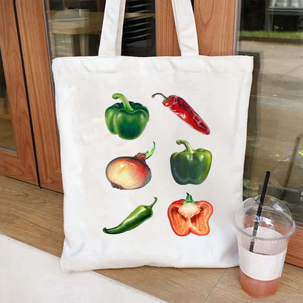 Watercolor Heirloom Tomatoes Collection Canvas Tote Bag for Daily Shopping,Commute,Travel,school,Yoga bag,Picnics,and Parties.