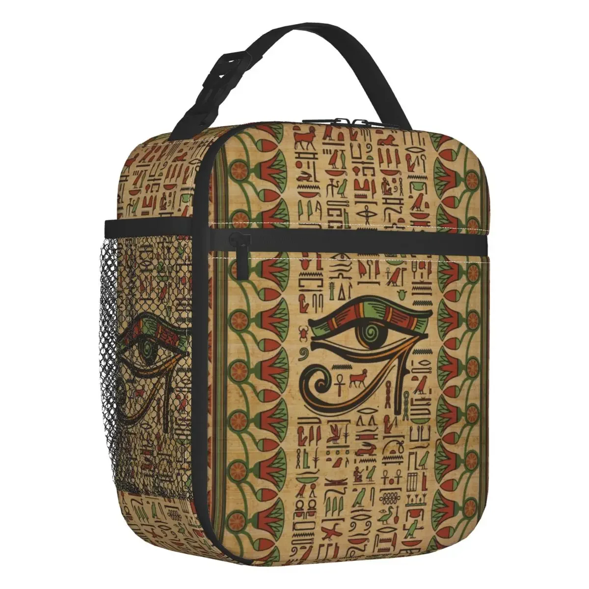 Egyptian Eye Of Horus Insulated Lunch Tote Bag Ancient Egypt Hieroglyphs Portable Thermal Cooler Bento Box Kids School Children