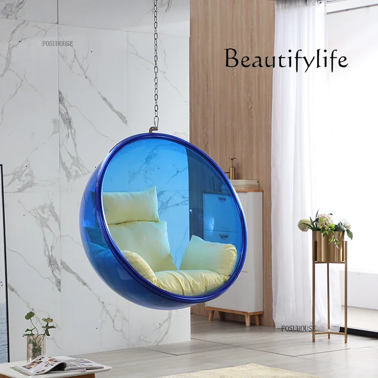 

S Nordic Patio Swing Hammock Balcony Leisure Egg-shaped Chair Indoor and Outdoor Swing Creative Acrylic Transparent Hanging Bask