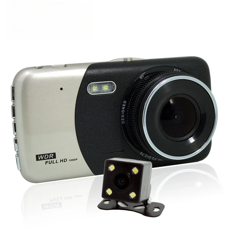 4 Inch IPS High Definition Screen Front and Rear Dual Lens Dual Recording Driving Recorder Reversing Image Parking Monitoring