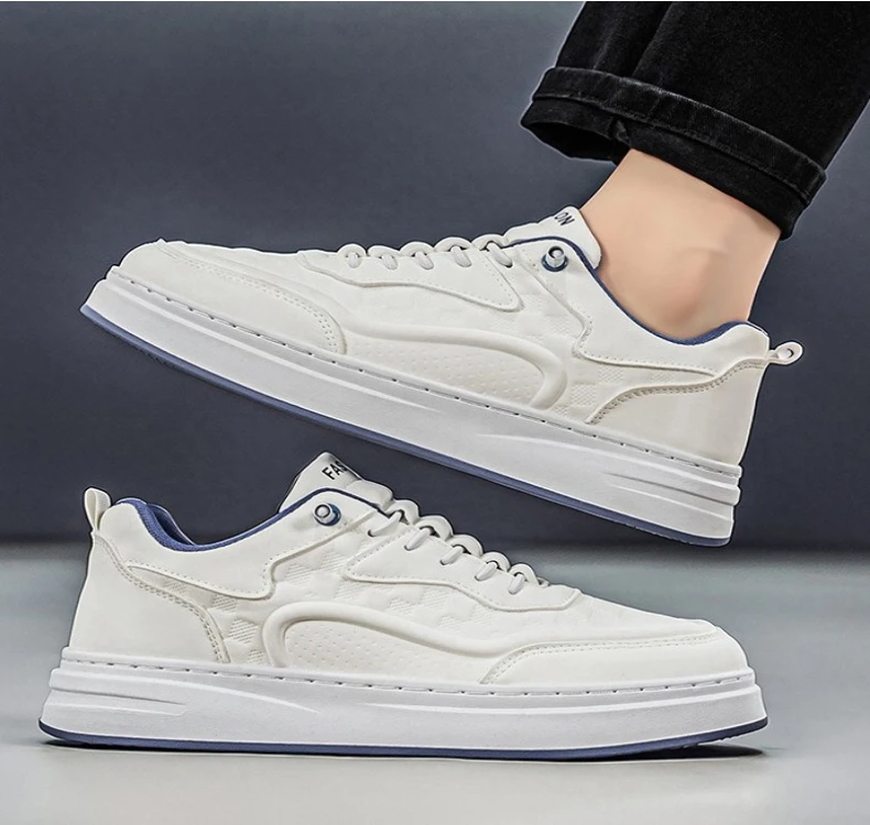 Neue, bequeme Herrenschuhe im lässigen Stil, vielseitige, dicke Sohlen, höhenvergrößernde weiße Schuhe, Sportschuhe – Detail 10