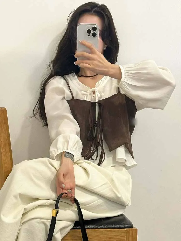 Top de Verão F com Alças Curtas e Cinto, Estilo Camada, Tamanho Pequ, Sensação de Moda gável