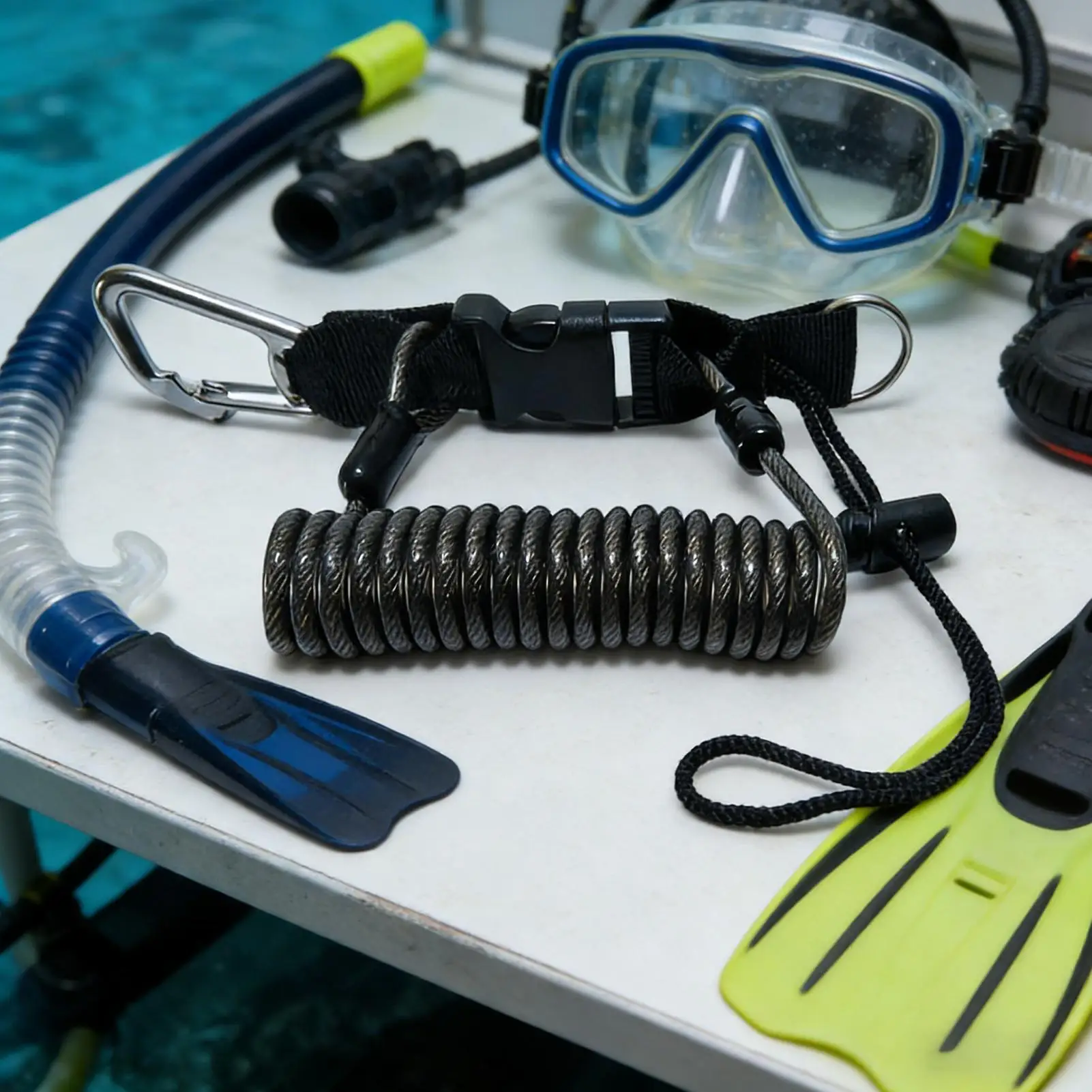 

Быстросъемный страховочный шнур для дайвинга, с пряжкой из нержавеющей стали и пружинным механизмом, надежный фиксатор для подводной камеры и инструментов