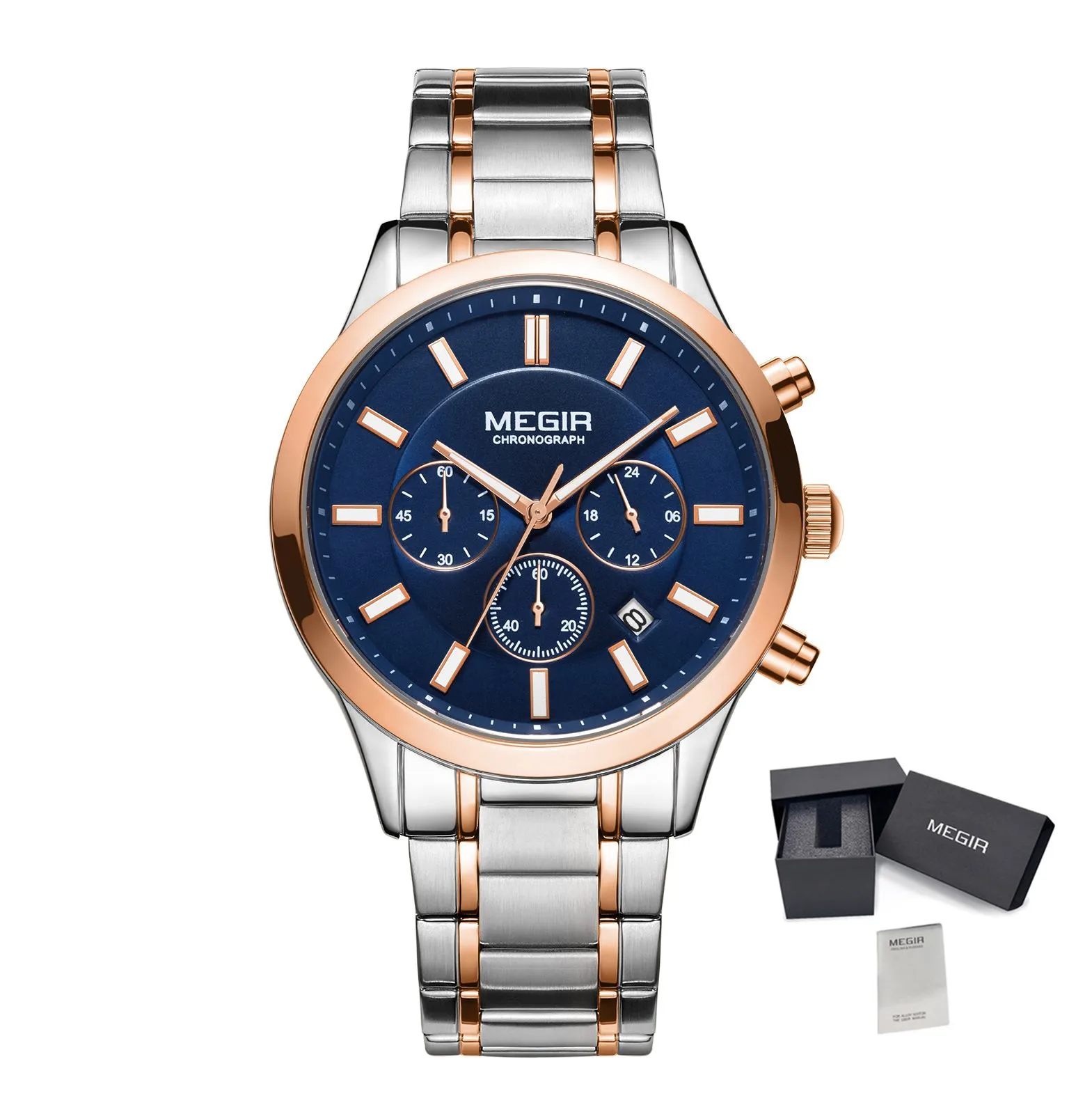 

MEIGR Luxury Men Watch Waterproof Luminous Chronograph Man Wristwatch Stainless Steel Quartz Top Men's Watches Reloj