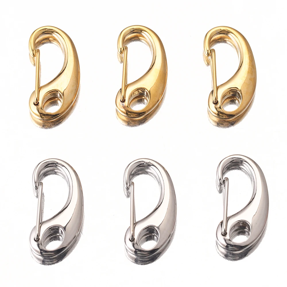 3Pcs สแตนเลสสตีล D-รูปกุ้งก้ามกราม Clasp Hook เครื่องประดับหัวเข็มขัด Carabiner สำหรับพวงกุญแจตะขอ Snap Hook Trigger คลิป