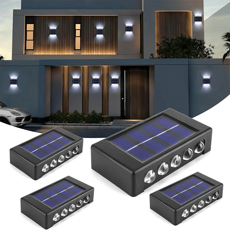 Pop Solar Wall Lamp Outdoor Waterproof Solar Lights Up And Down Convex Lens Lighting For Garden Street Landscape Balcony Outdoor