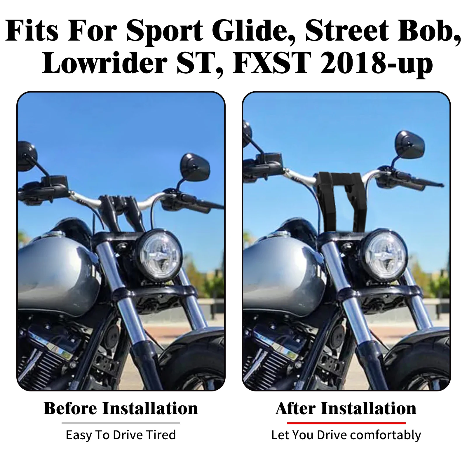 ตัวยึดแฮนด์รถจักรยานยนต์แบบยกแฮนด์6นิ้วสำหรับ Harley Softail Street Bob Flsb lowrider ST มาตรฐาน2018-Up