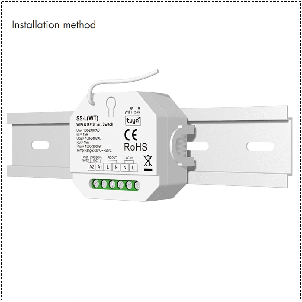 CENFAYA Mini WiFi RF Smart Switch Relais 1 Kanal 15 A 3600 W Hausautomation Kompatibel mit Alexa Google Home Kein Hub erforderlich
