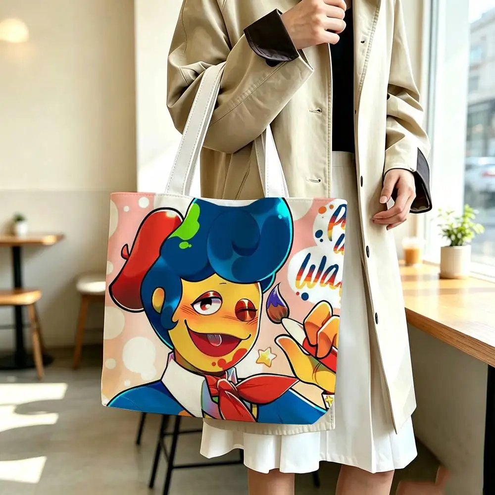W-Wally Darling Game Welcome Home Printed Canvas Tote Bag Shoulder Bag Commuter Mommy Shopping Bag