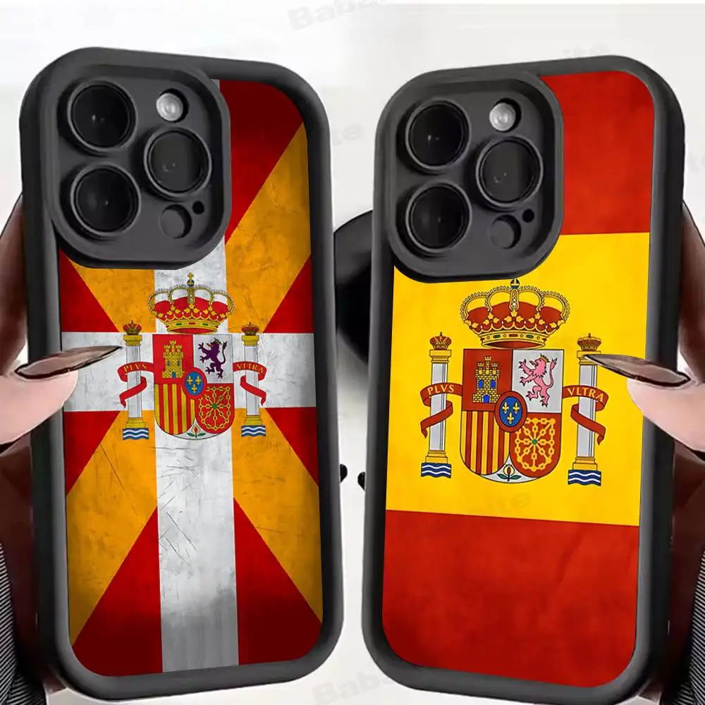 Funda de teléfono con bandera de España para IPhone 16, 15, 14, Plus, 13, 12, 11, 17 Pro Max Pro, funda suave