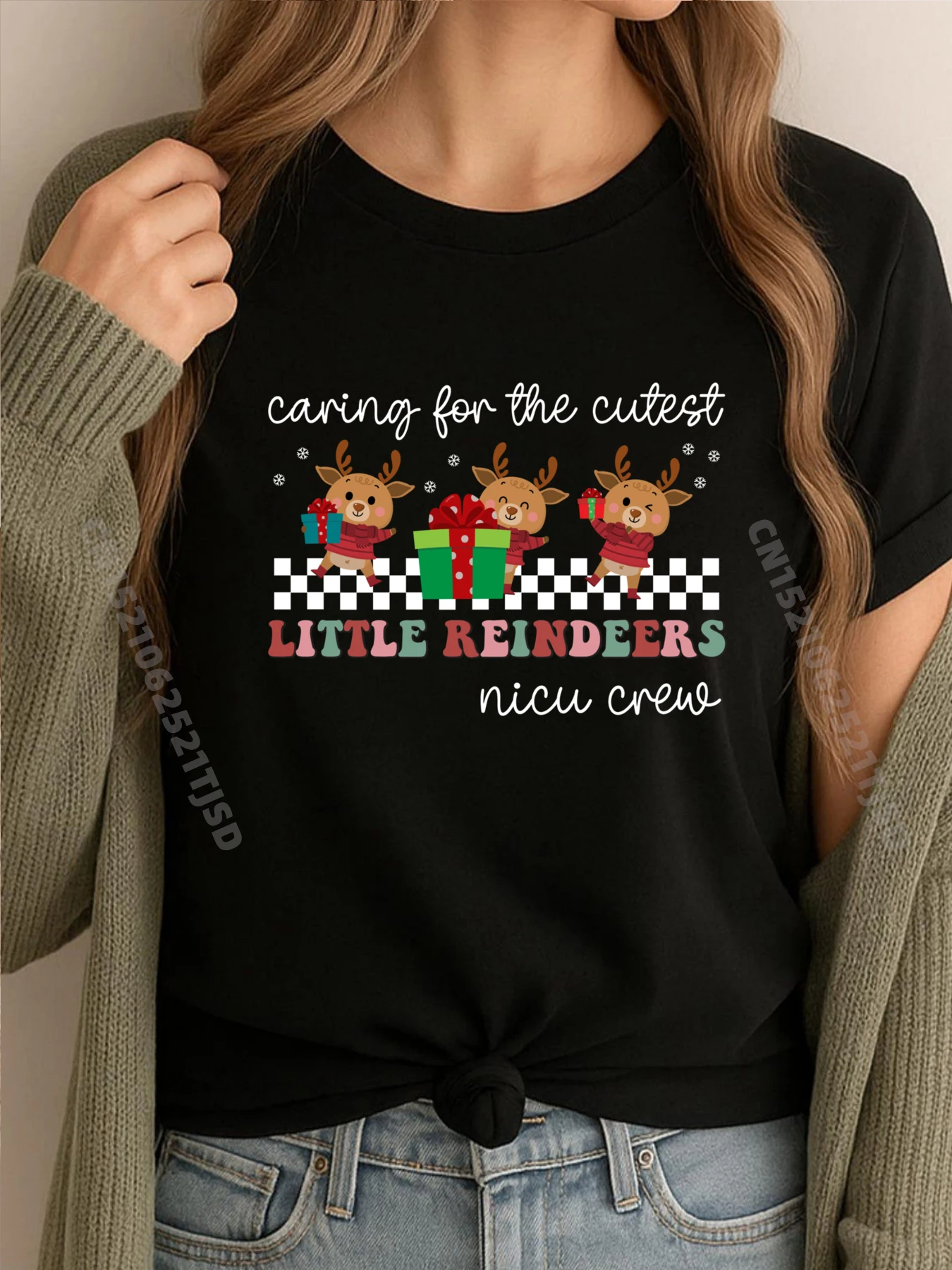 

Cute Nicu Crew Neonatal Icu Nurse Christmas Cutest Reindeers Blank T Shirt 100℅ Cotton Graphic T Shirts T-shirt
