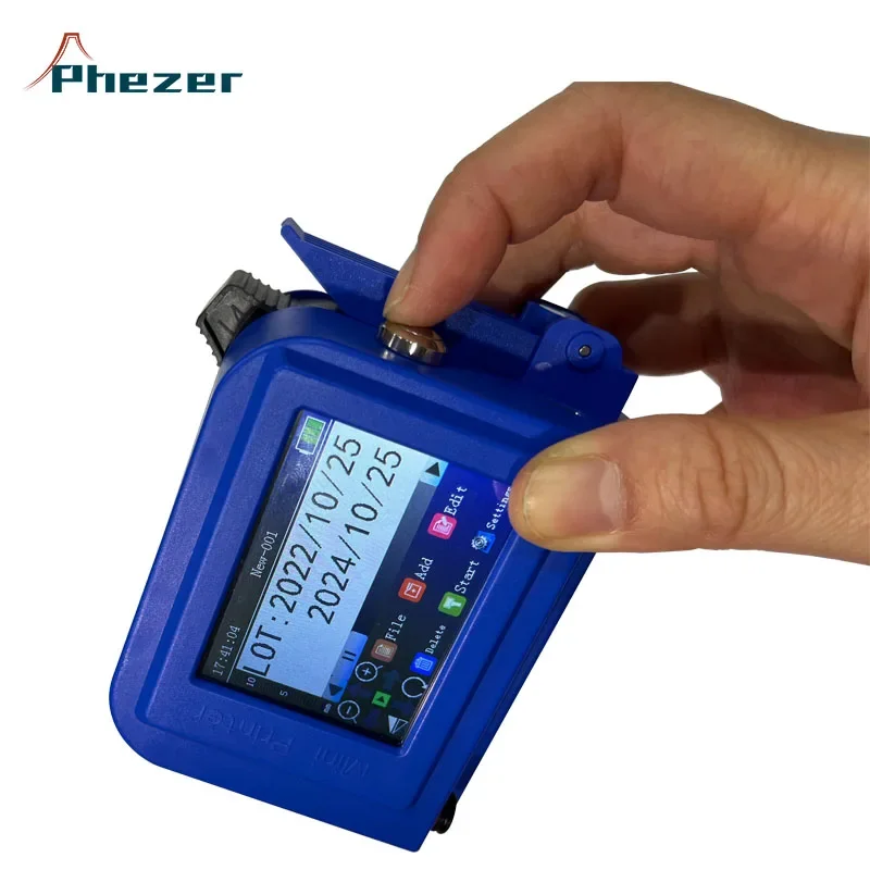 Phezer 휴대용 미니 프린터, PC11Plus, QR 바 배치 코드, 날짜 번호, 로고 만료 날짜, 휴대용 잉크젯 프린터, 12.7mm, 25.4mm