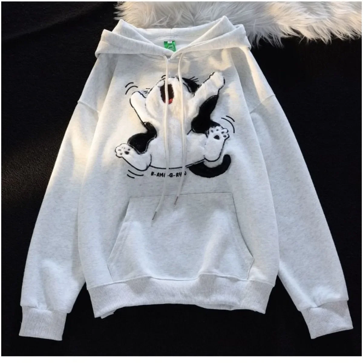 American Retro Cute KittenCouple Sweater for Men and Women in Autumn and Winterloose Fitting and Slimmingversatile Hooded Jacket