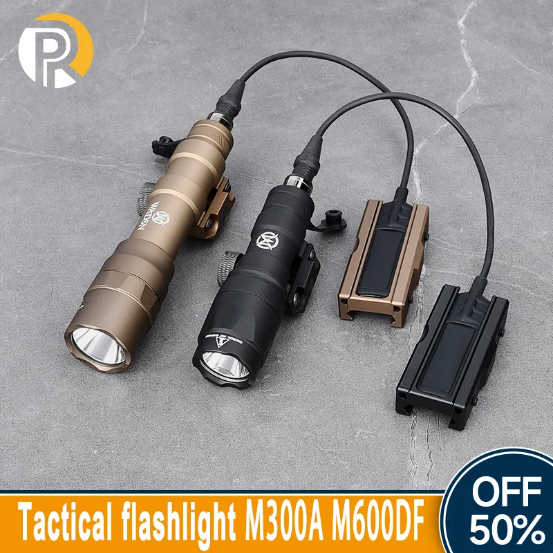 WADSN M300A M600DF Tactical Flashlight 1400 Lumens Light With Metal Pressure Switch Base Hunting Accessory Fit 20mm Picatin Rail