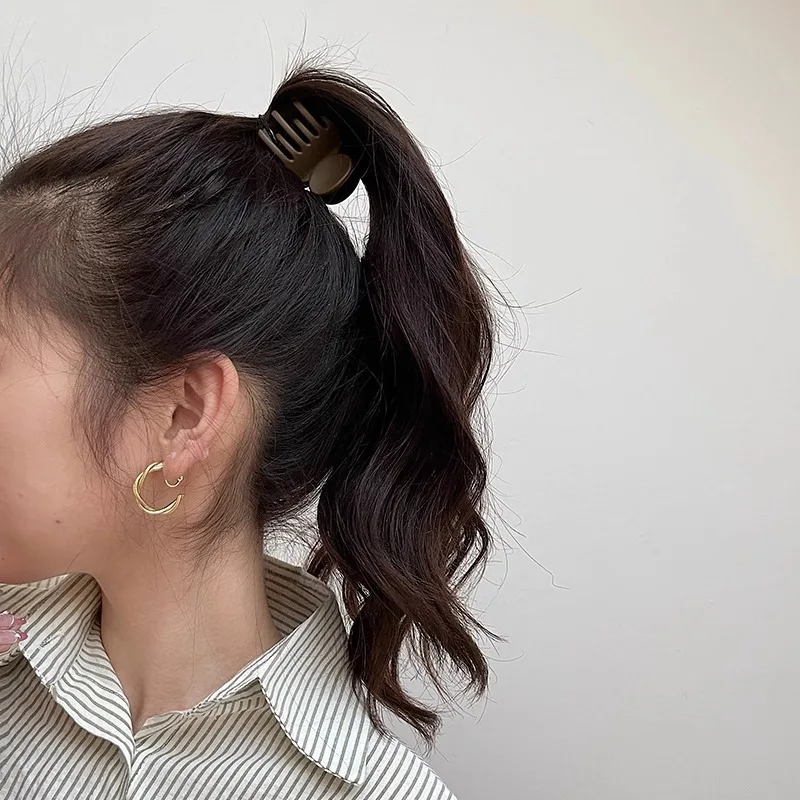 Women's 4cm Milk Coffee Hair Grab Small Frosted Grab Clip Shark Hair Clip Cute Accessory Solid Color Series Simple Fashion Funny - view 3