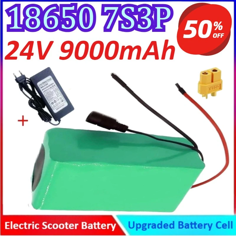 

18650 7S3P 24V 9000mAh Electric Scooter Battery with XT60 Plug+29.4V 2A US/UK/EU Charger High Quality Rechargeable Battery
