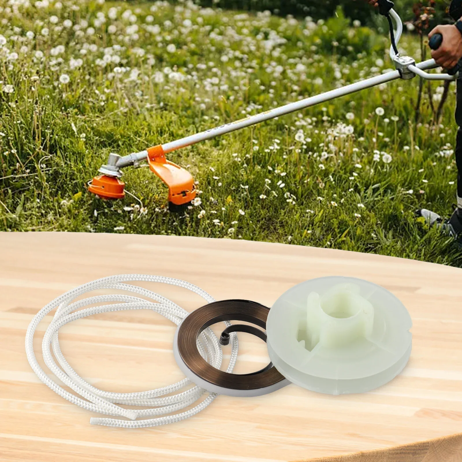 Recoil Spring Pull Cord And ROTOR Pulley Recoil Rope Kit Designed For Chinese 45cc 52cc Chainsaws 4500 5200 Series