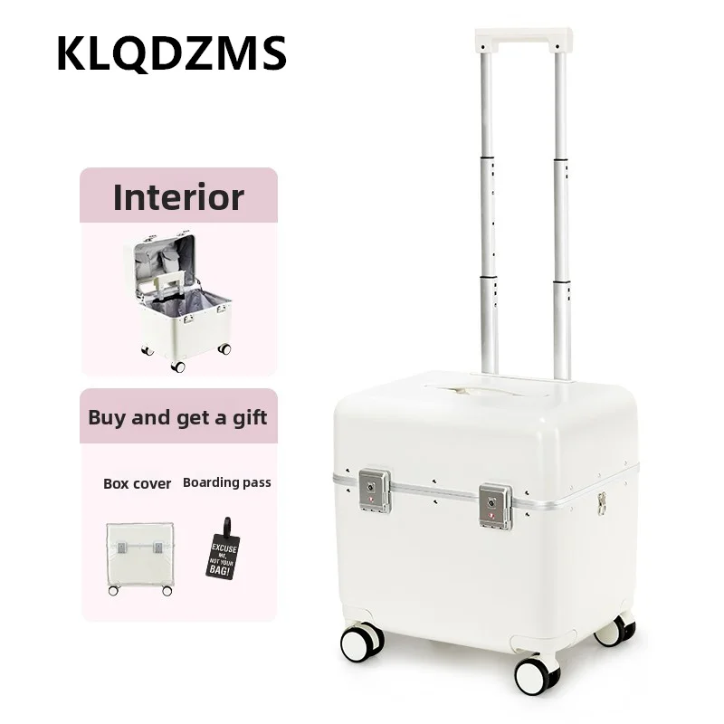KLQDZMS Aluminum Frame Luggage ABS + PC Boarding Box 20 Inches Small Trolley Case Women's Universal Wheel Rolling Suitcase