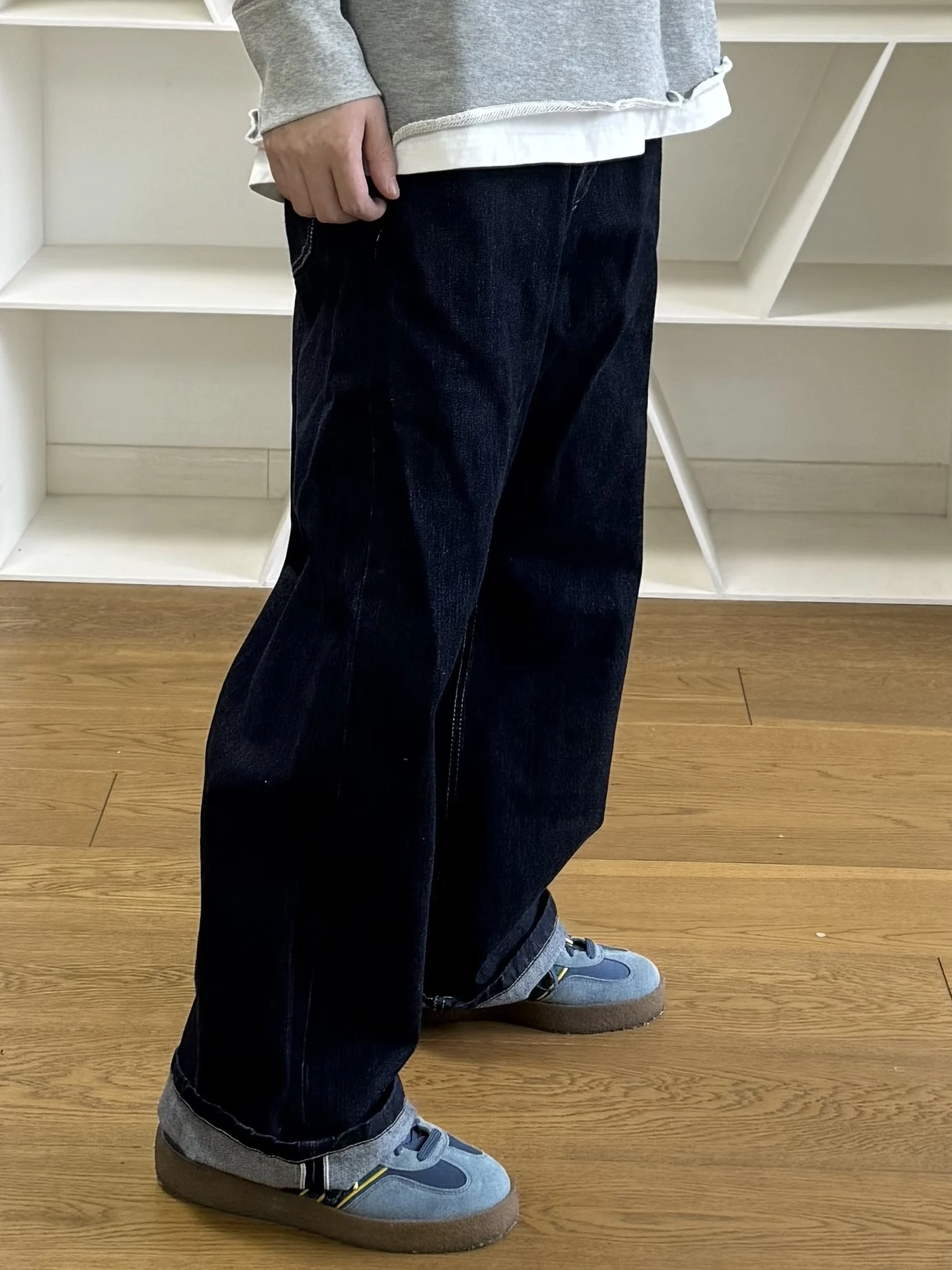 

Джинсы BTTJOB Redselvedge Denim Original Malt с узкой талией, свободные прямые джинсы с красной кромкой, из смесового хлопка, молодежные, весна-лето, A...