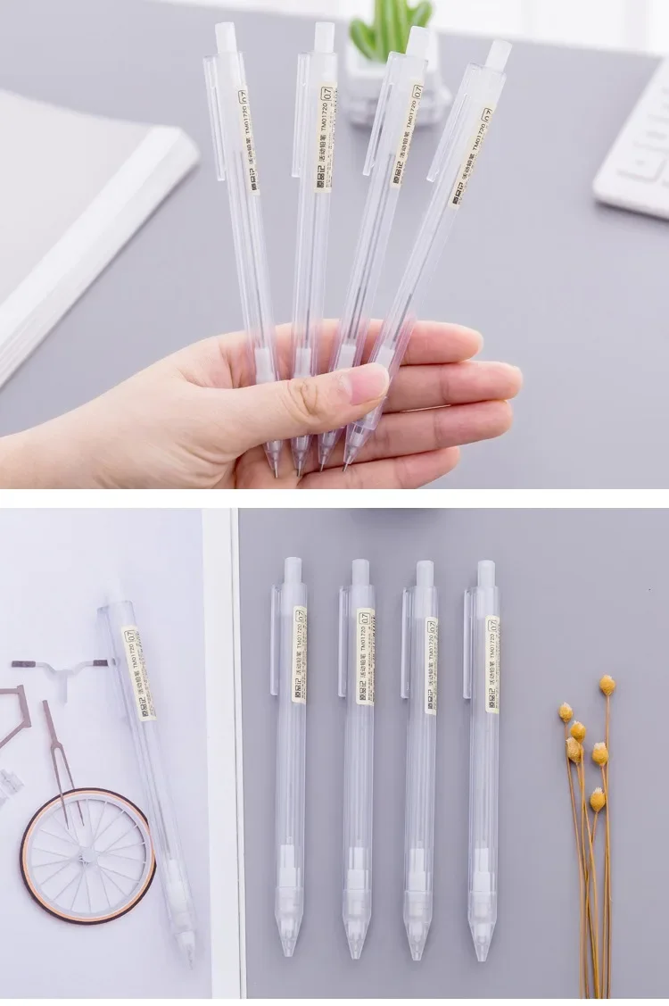 5 Stück/Set Minimalistischer Transparenter Druckbleistift 0,5/0,7mm für Schüler, Schulbedarf, Bürozubehör – Detail 12