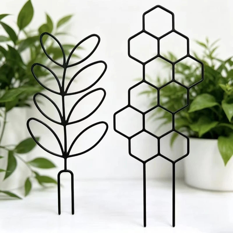 10Pcs Creative Leaf Shaped Plant Climbing Trellis Garden Fixing Pole Outdoor Potted Plant Support Frame Vine Climbing Holder