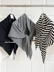 Australian 100% Wool Shawl Enlarged Autumn and Winter New Warm Triangle Scarf Knitted Scarf Women