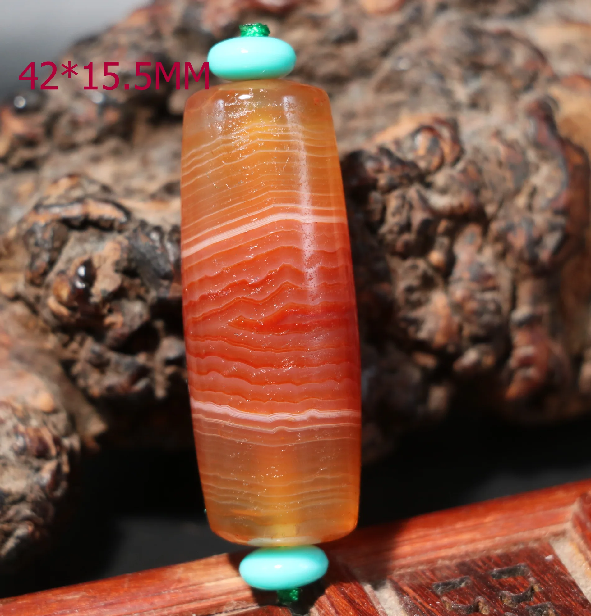 A Power Energy Tibetan Old Agate Red Color Full Natural Silkworm lines Rich Symbol dZi Bead Amulet Top Quality BGD0924A76