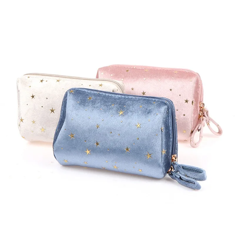 Cosmetic Bag Toiletry Package Women Travel Girl Vintage Soft Velvet Organizer Makeup Bags Lipstick Pouch Beauty Case Personality