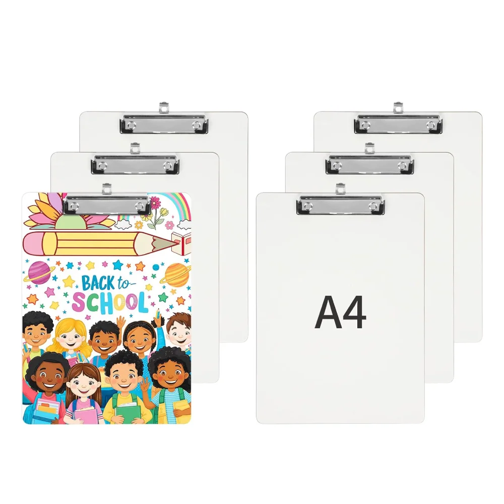 6pcs 승화 하드 보드 MDF 클립 보드 흰색 빈 A4/A5 열전달 인쇄 로고 이미지를위한 쓰기 부목 필드 홀더