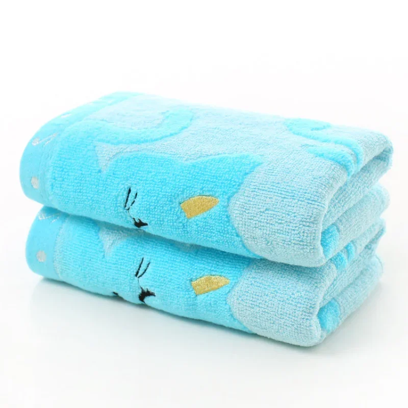 25X50cm Cute Towel Cat Pattern Soft Towel Children Embroidered Wool Towel Baby Products Soft Bath for Bathroom