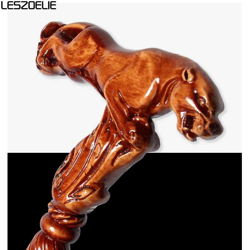 Bastones elegantes de madera de haya para hombre y mujer, bastón desmontable con mango de leopardo de lujo, color rojo marrón, 95cm