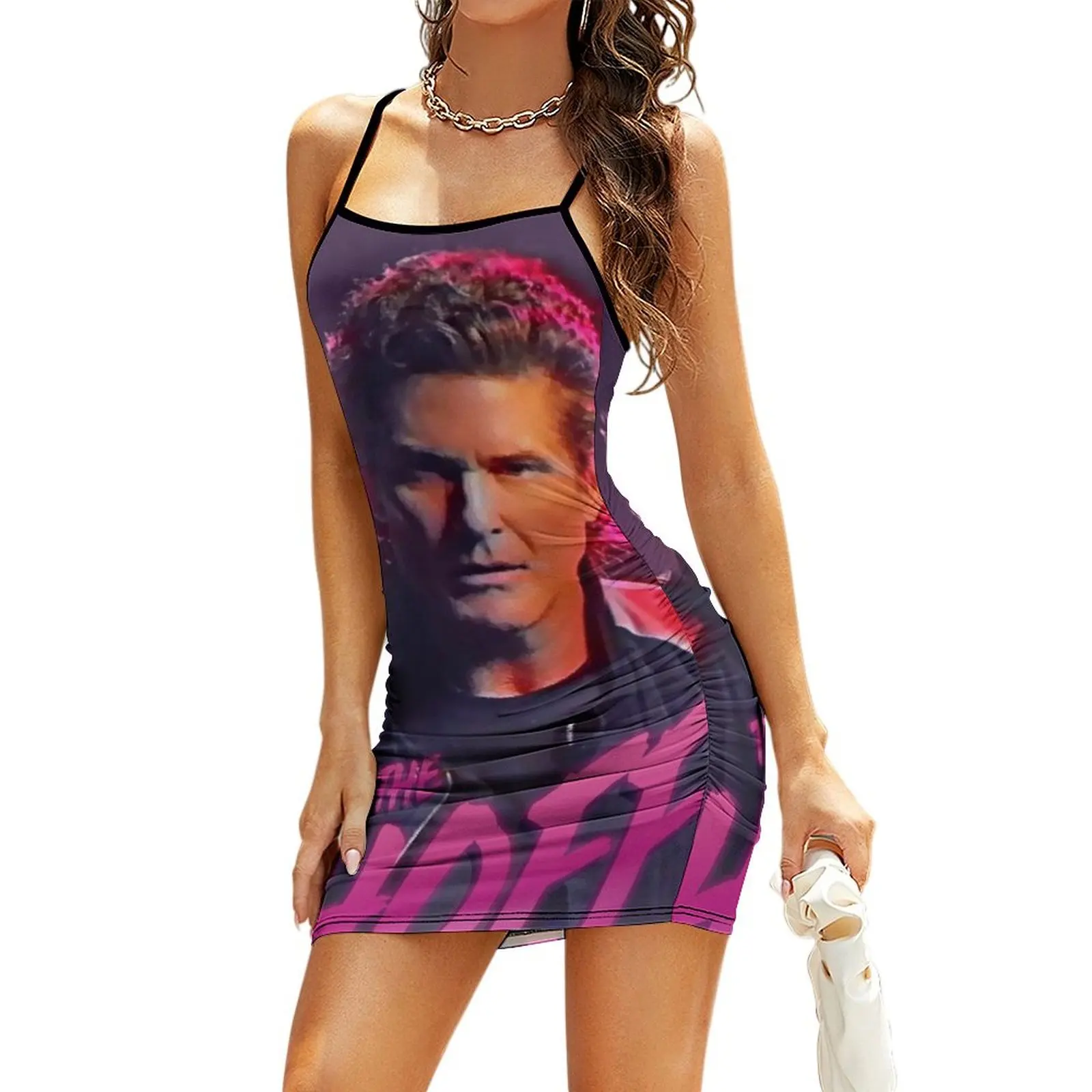 

The Hoff - David Hasselhoff Retro Allover Patten Sling Dress Summer women's clothing summer dress daily Dress