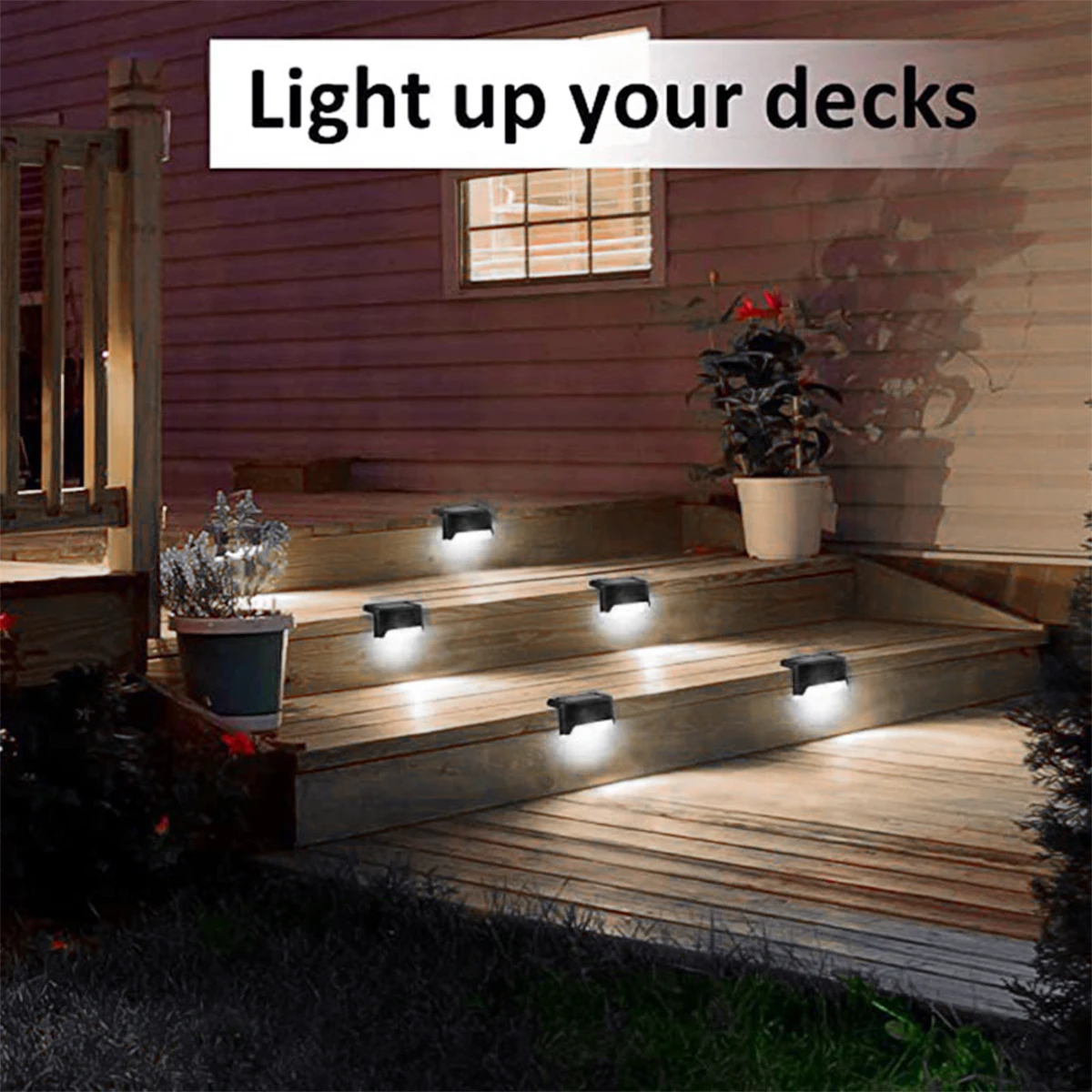 LED Solar Lamps Solar Step Lights Outdoor Waterproof LED Solar Fence Wall Lamp Patio Stairs Pathway Step Decor Lighting