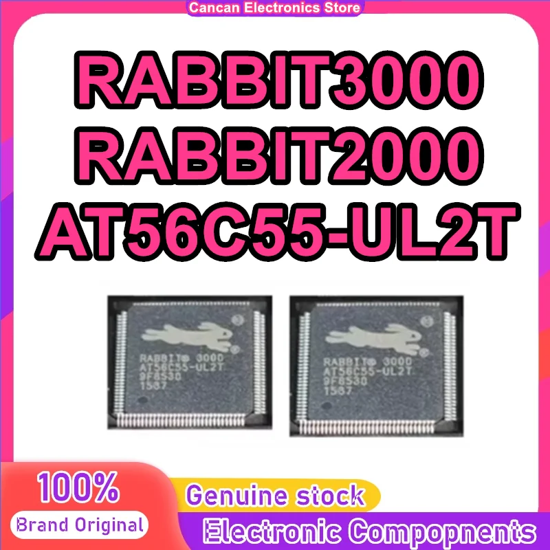 2PCS RABBIT3000 AT56C55-UL2T RABBIT2000 QFP100 The microprocessor IC Chip in stock