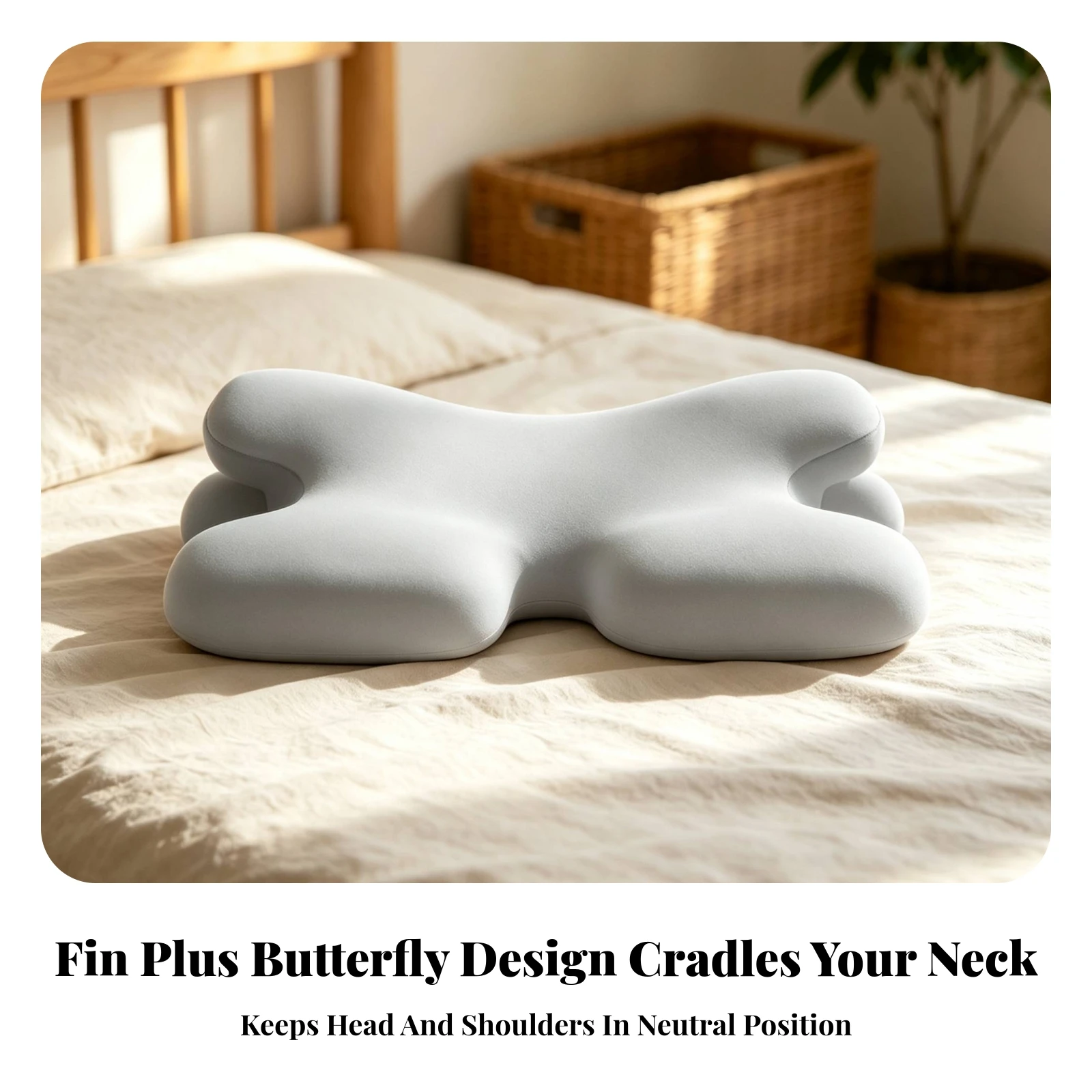 Cervical Support Pillow with Ice-Silk Cover Contoured Cervical Neck Pillow Pressure-Relieving Ergonomic for Back Sleepers