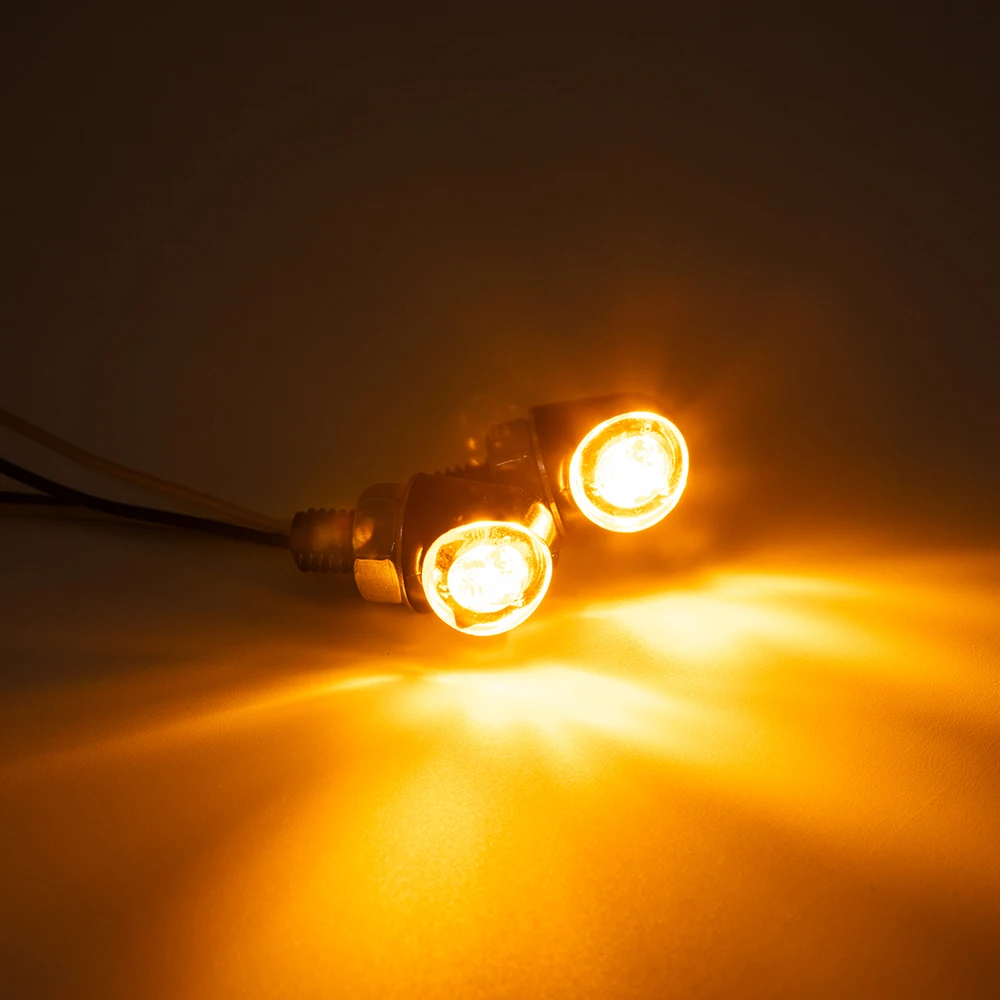 2X Motorcycle Mini LED Turn Signal Blinker Light Mini Amber Indicator Lights Universal Lamp For Yamaha Suzuki Kawasaki Honda