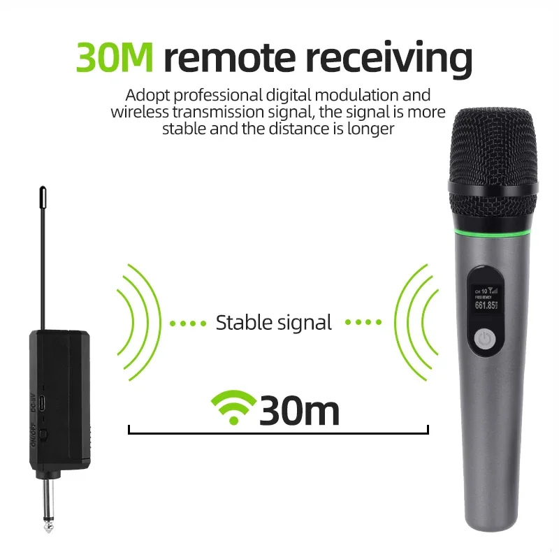 RAYHAYES RG Series Wireless Microphone 2 Channels Rechargeable UHF Cardioid Dynamic Handheld Mic Micphone DJ Karaoke Studios