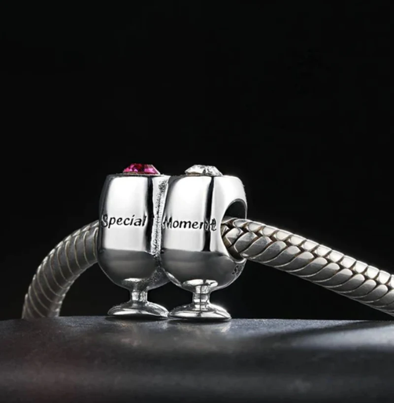 جديد 925 فضة الحب مفتاح قفل كأس سحر of ley 925 سلسلة مطرز صالح الأصلي قلادة سوار DIY بها بنفسك السيدات مجوهرات #2