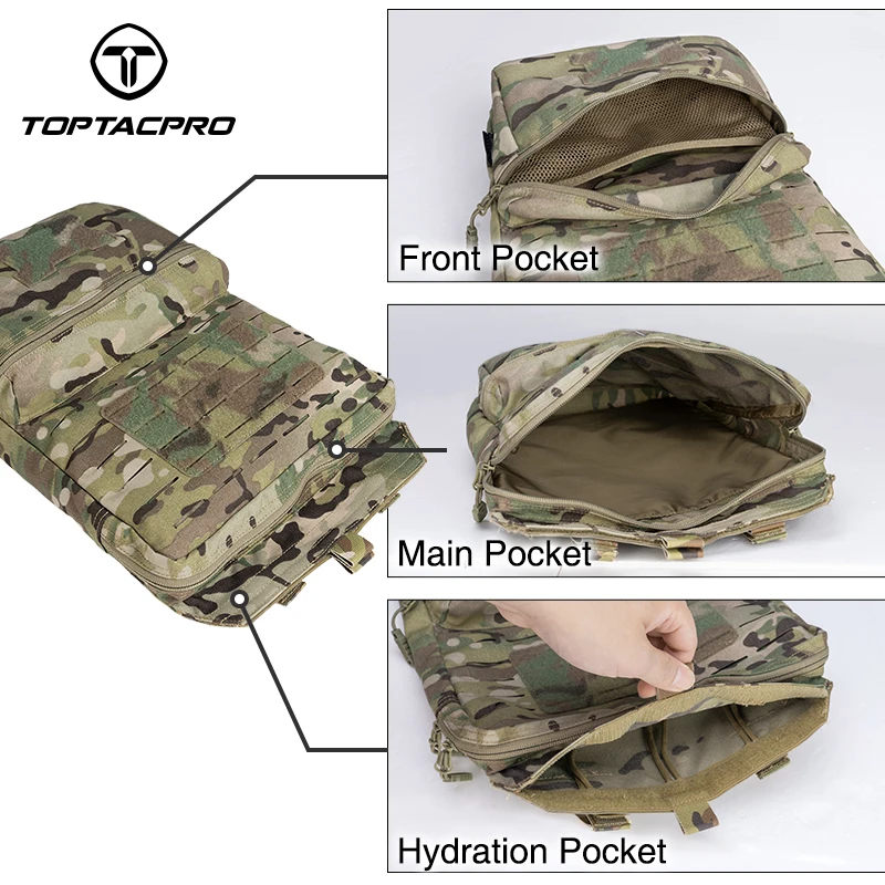 TOPTACPRO Tactical Hydration Backpack 2L MOLLE Water Bag Hydration Pouch Hunting 8505