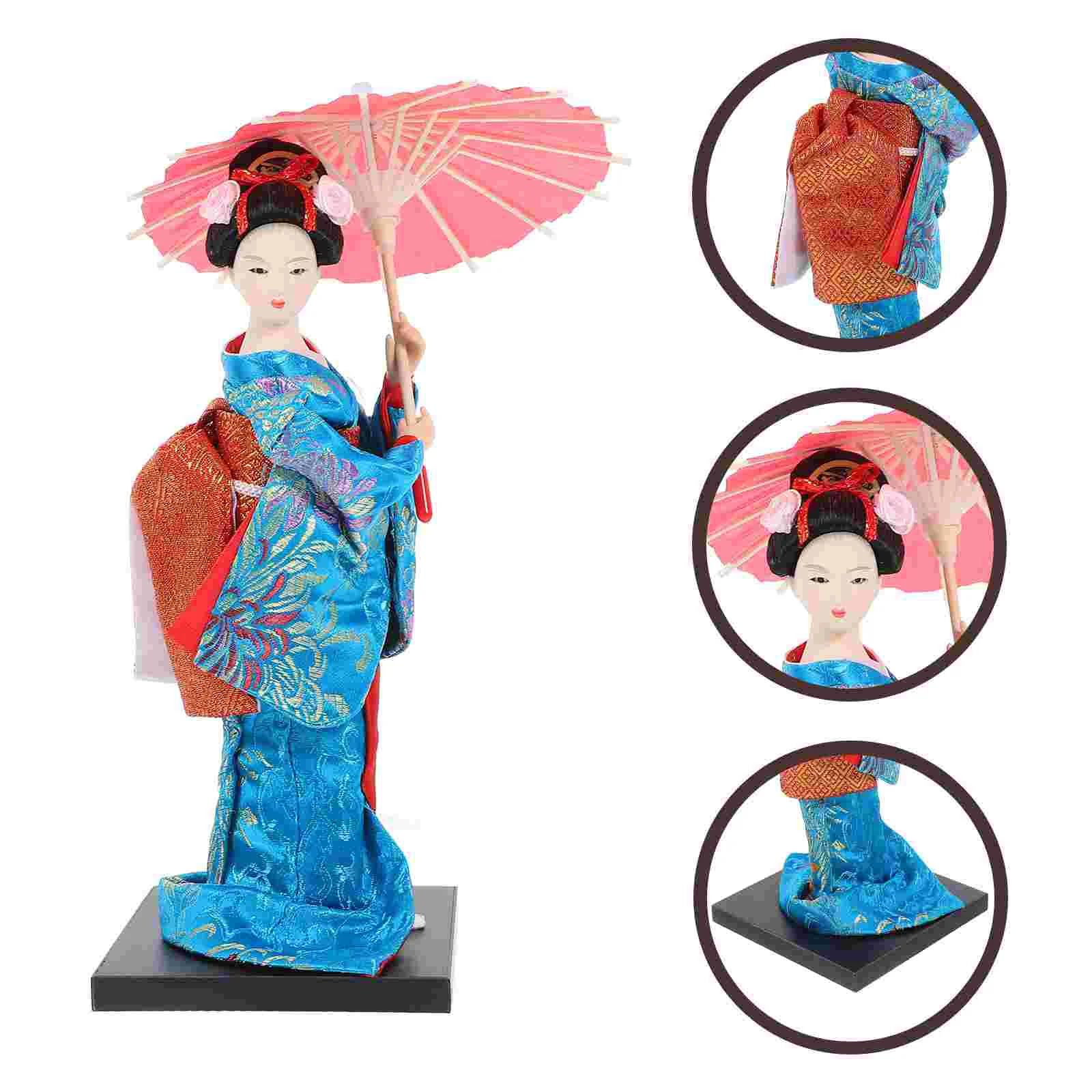 Decoración para salpicadero de coche, Mini muñecas, figura Kabuki asiática japonesa, tela azul para el hogar