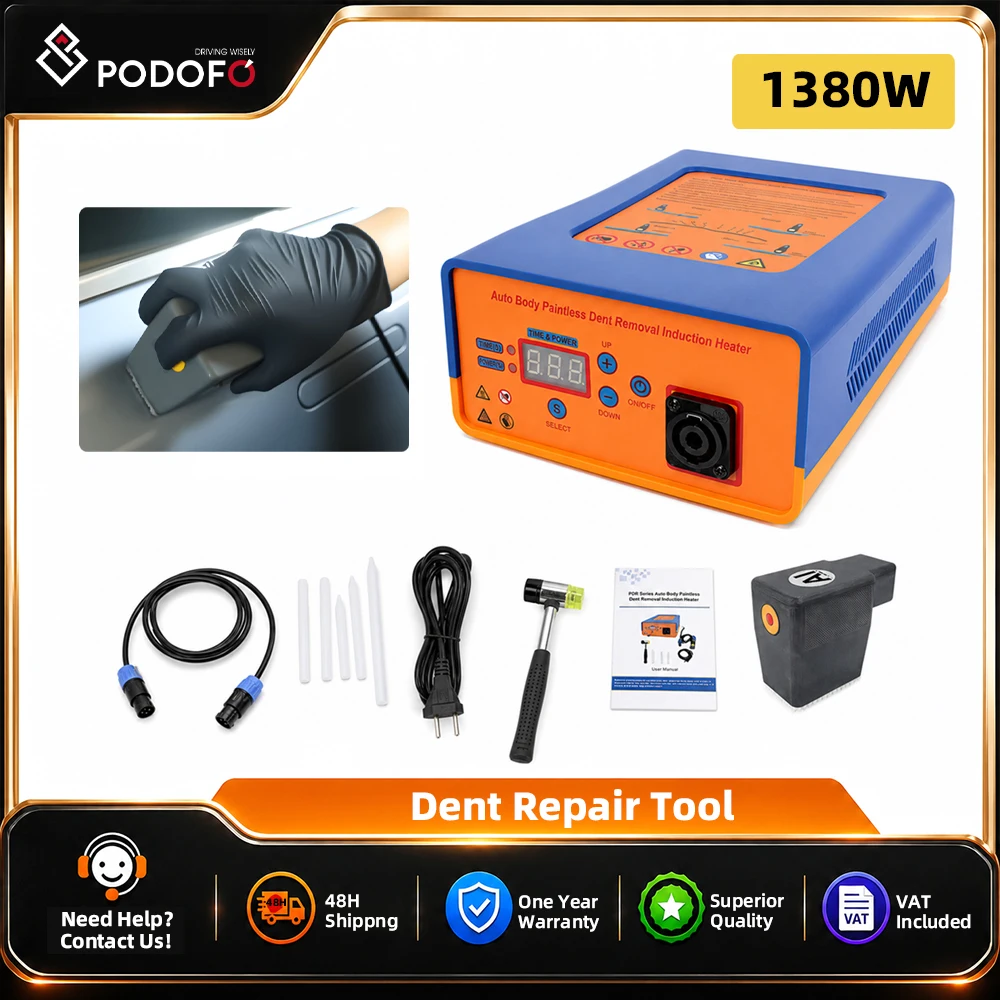 Kit de réparation de bosses de voiture Podofo 220V 1380W avec étui et réflecteur LED dernière génération pour chauffage par induction de carrosserie en aluminium