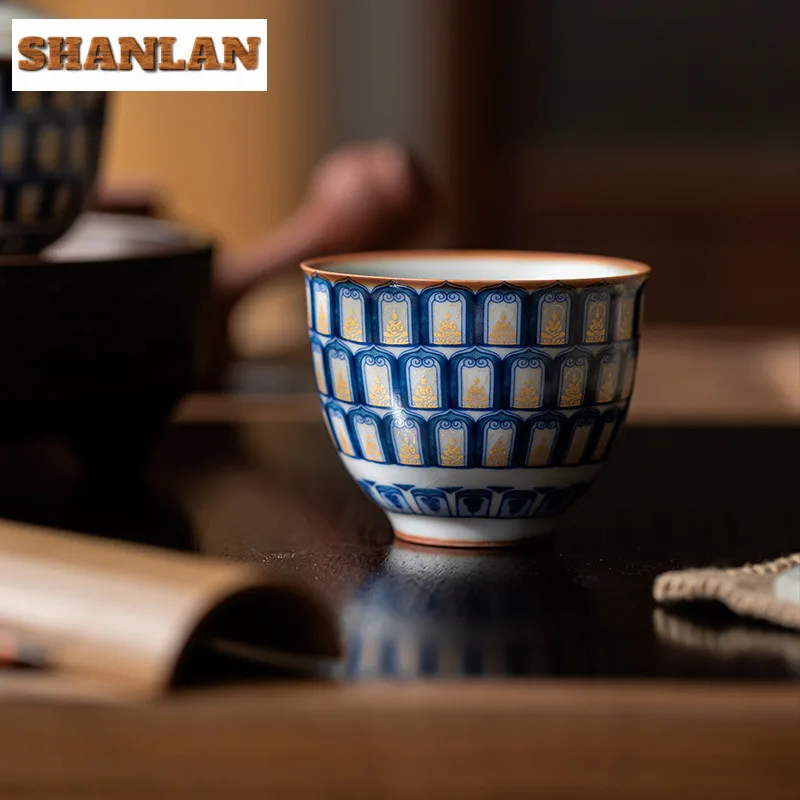 

125ml Ru Kiln Ten Thousand Buddha Teacup Traditional Tea Bowl Cute Cup Tea-tasting Smelling Cup Jianzhan Master Cups For Tea