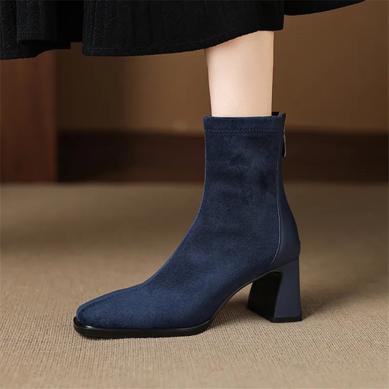

New Autumn/winter Women Boots Square Toe Shoes for Women Fashion Boot Women Versatile High Heels Ankle Boots Skinny Boots