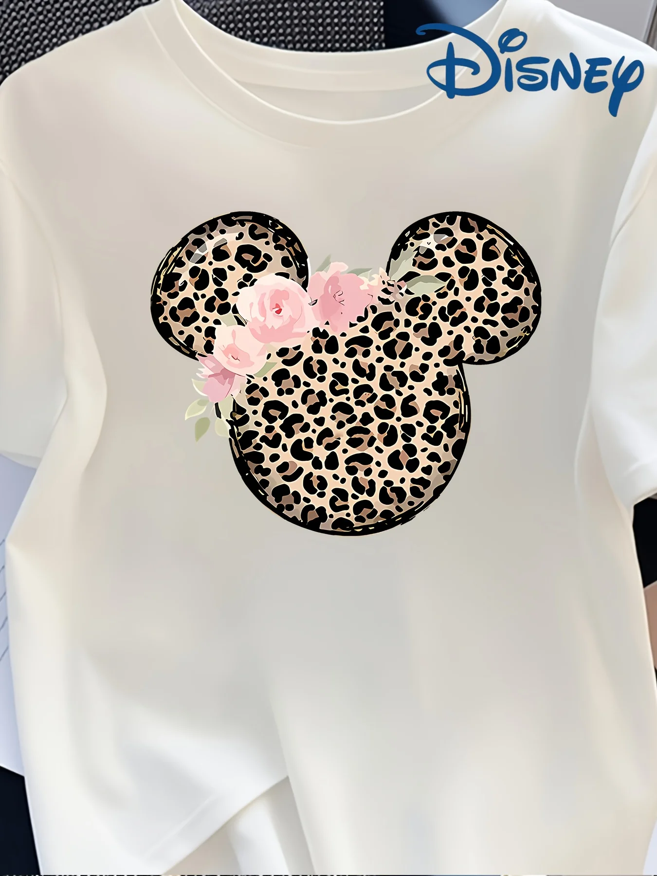 تي شيرت نسائي رسمي من Disney ميني ماوس مستوحى من آذان ميكي وفيونكة على طراز تي شيرت من القطن الخالص بلوزة فضفاضة ناعمة ومريحة #1