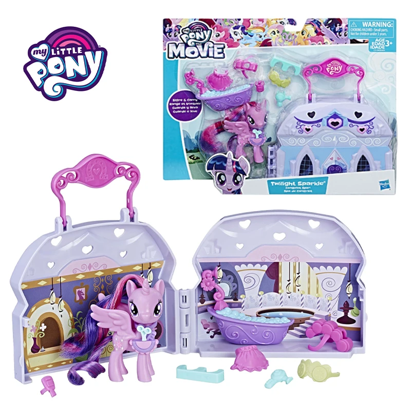 My Little Pony The Movie Figura Mini Set Twilight Sparkle Canterlot Spa Mini Portable Castle Set Girls Play House Doll Toy Gifts