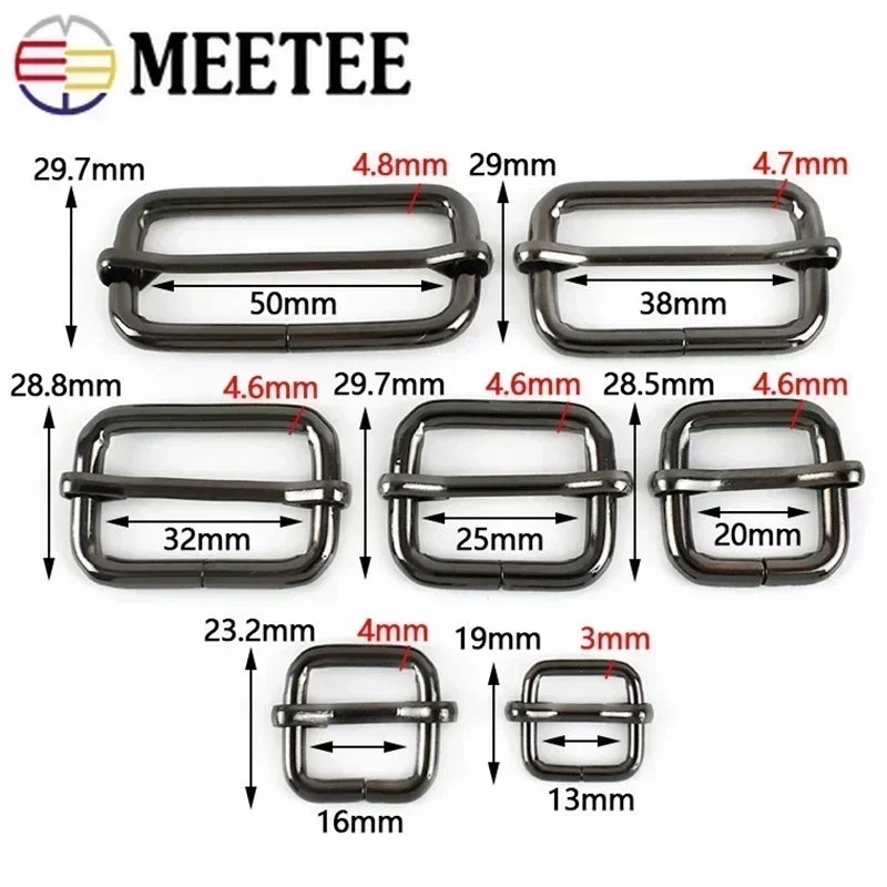 5/10Pc 20-50mm Metal Slides Tri-glides Wire-formed Roller Pin Buckles Strap Slider Adjuster for Bags Garment Leather Accessories